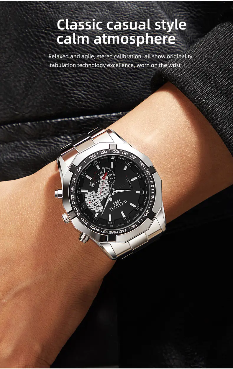 Gold Chronograph Watch with Calendar & Dial — feature 5