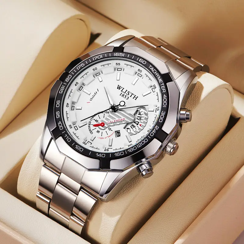 Gold Chronograph Watch with Calendar & Dial - Image 2