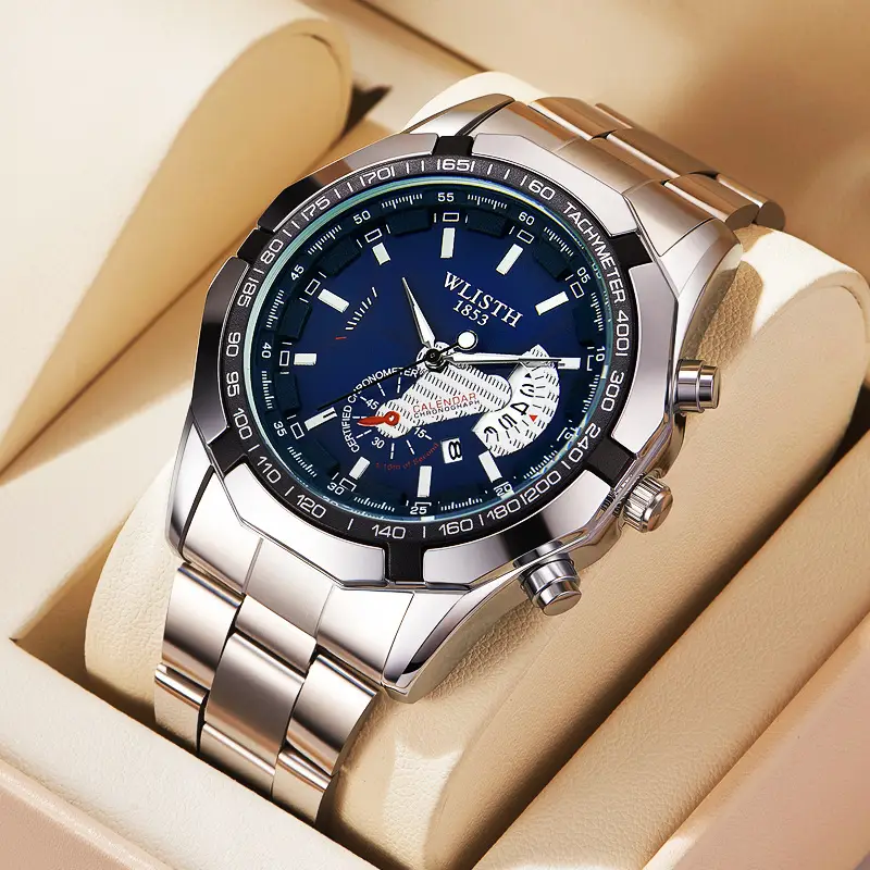 Gold Chronograph Watch with Calendar & Dial - Image 4