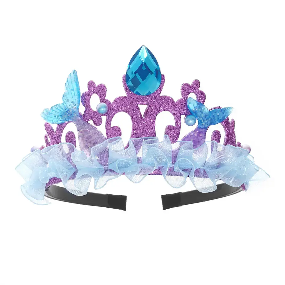 Kids Rhinestone Crown & Mermaid Hairband Set - Image 5