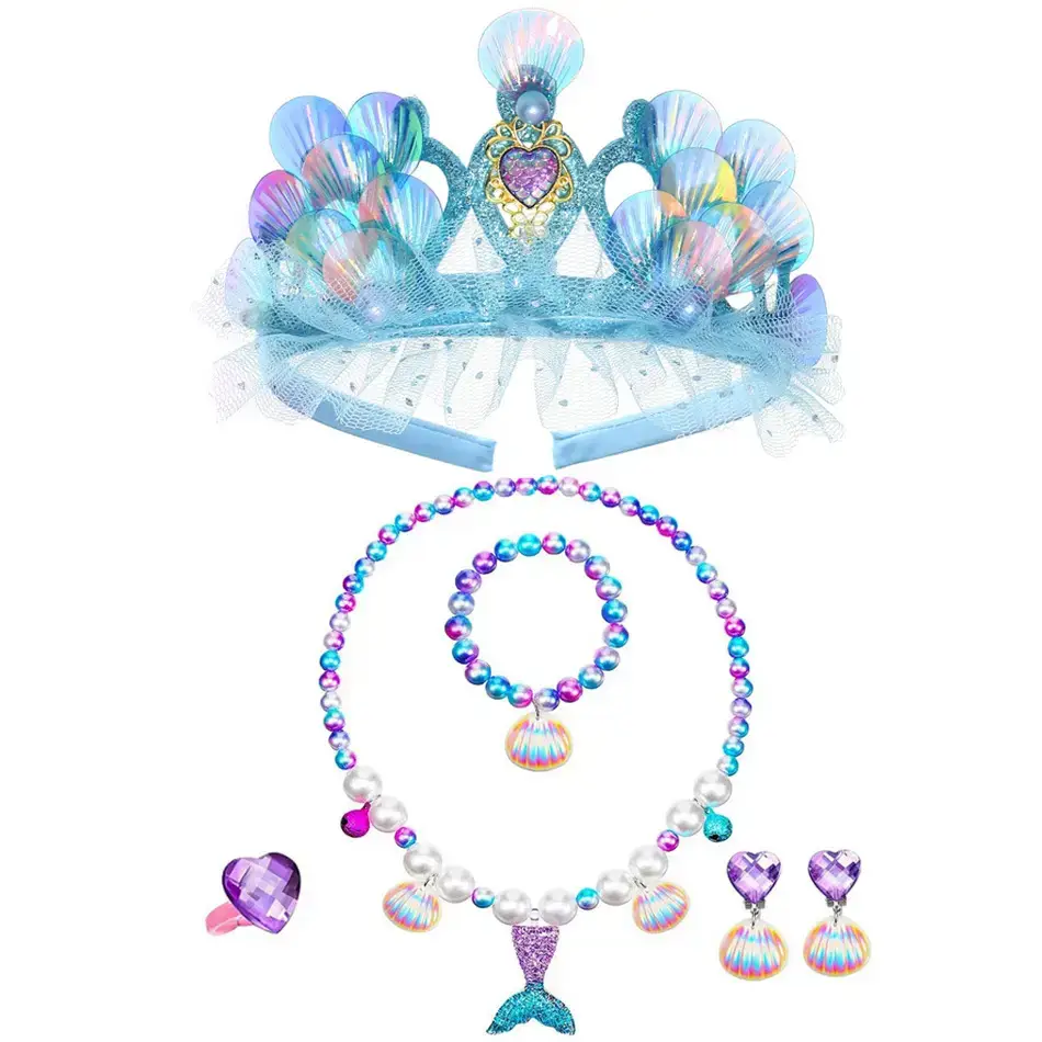 Kids Rhinestone Crown & Mermaid Hairband Set - Image 13