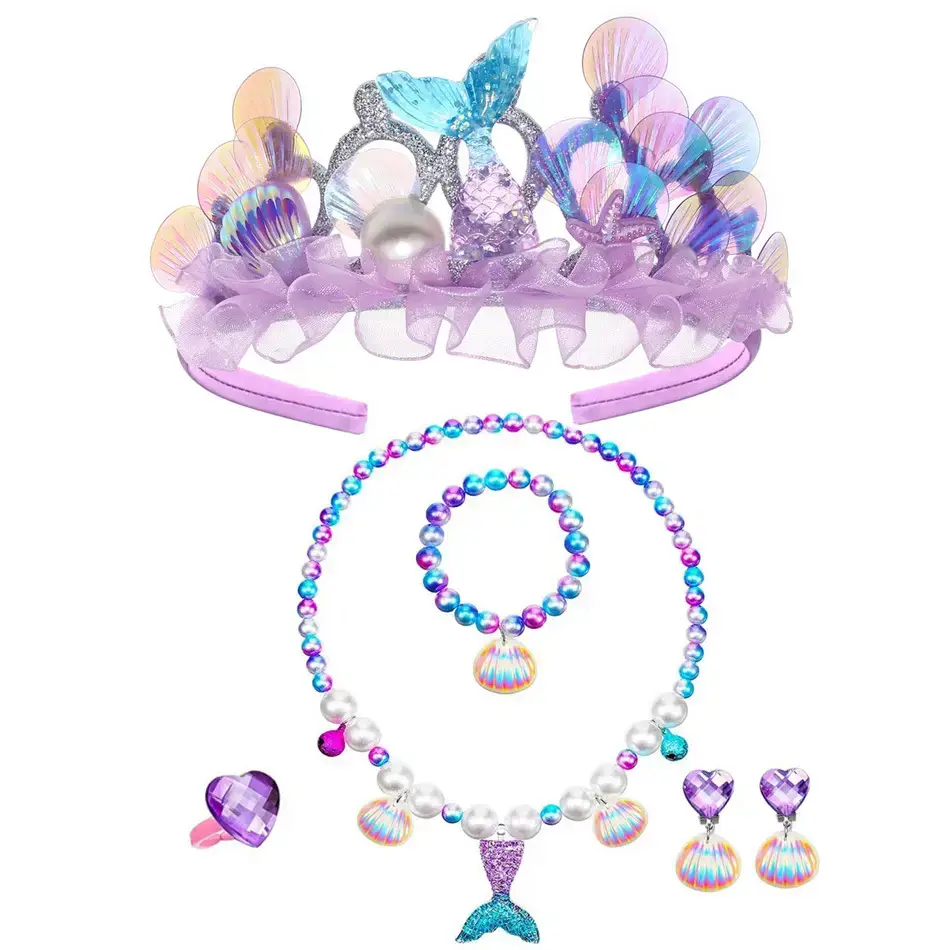Kids Rhinestone Crown & Mermaid Hairband Set - Image 14