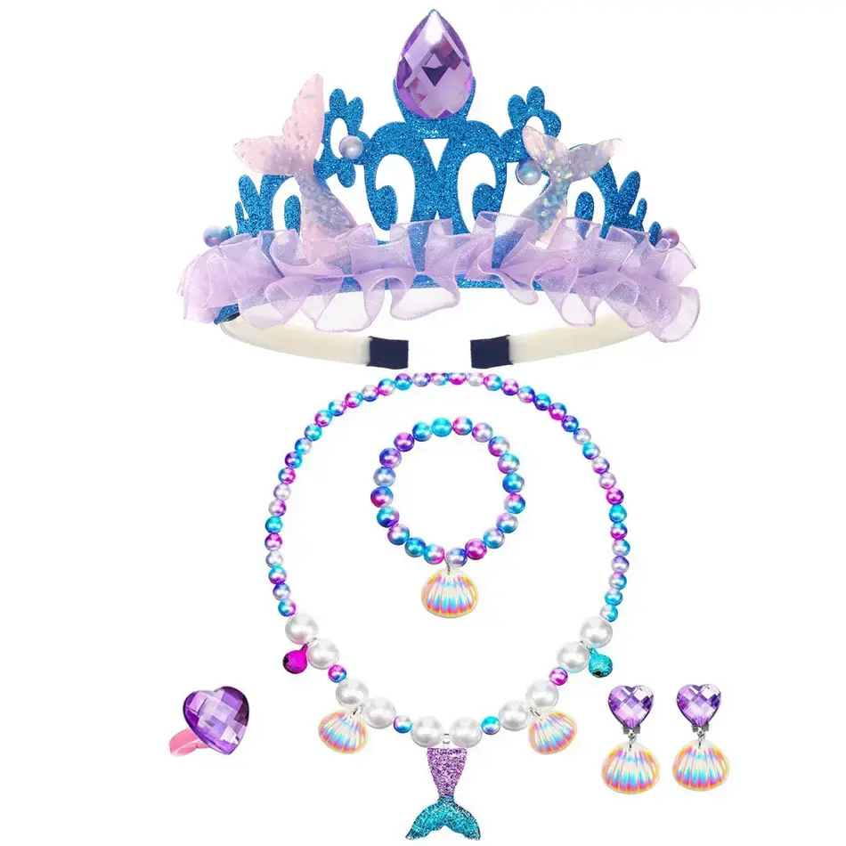 Kids Rhinestone Crown & Mermaid Hairband Set - Image 16