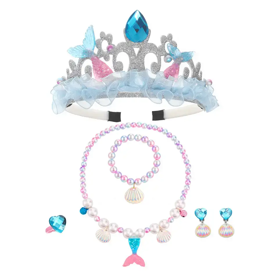 Kids Rhinestone Crown & Mermaid Hairband Set - Image 18