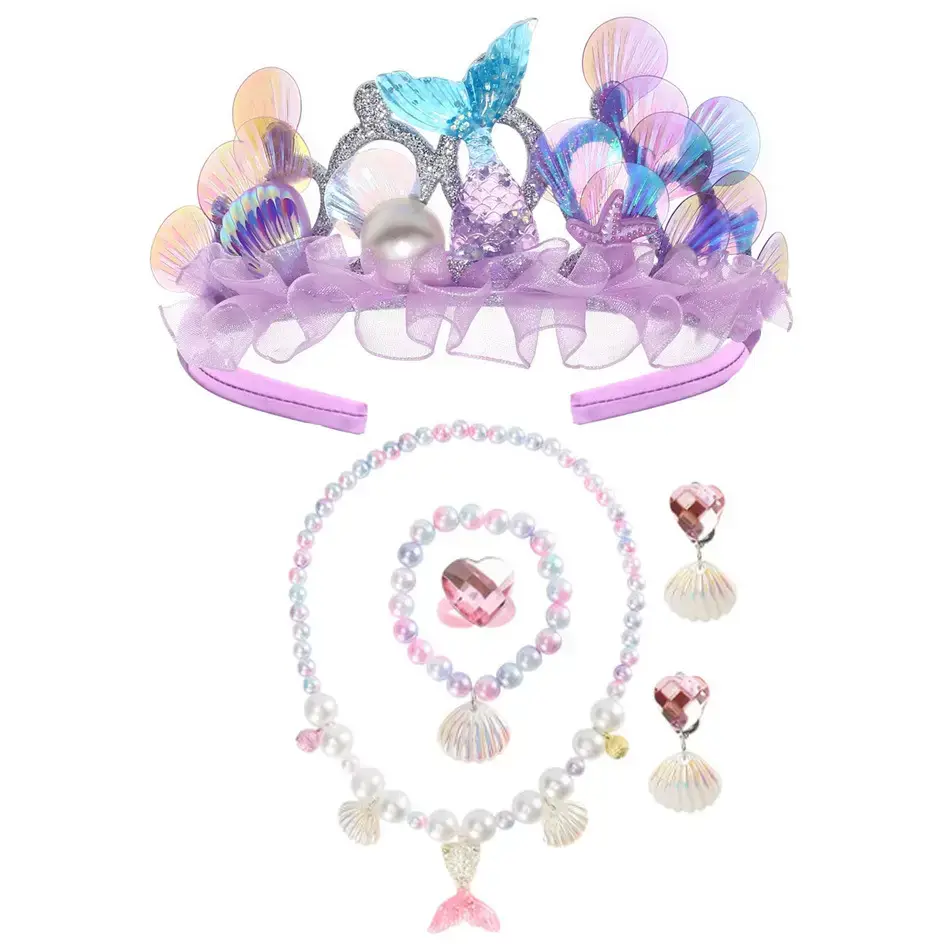 Kids Rhinestone Crown & Mermaid Hairband Set - Image 19