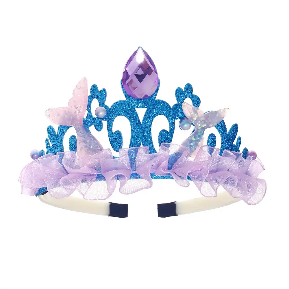 Kids Rhinestone Crown & Mermaid Hairband Set - Image 4