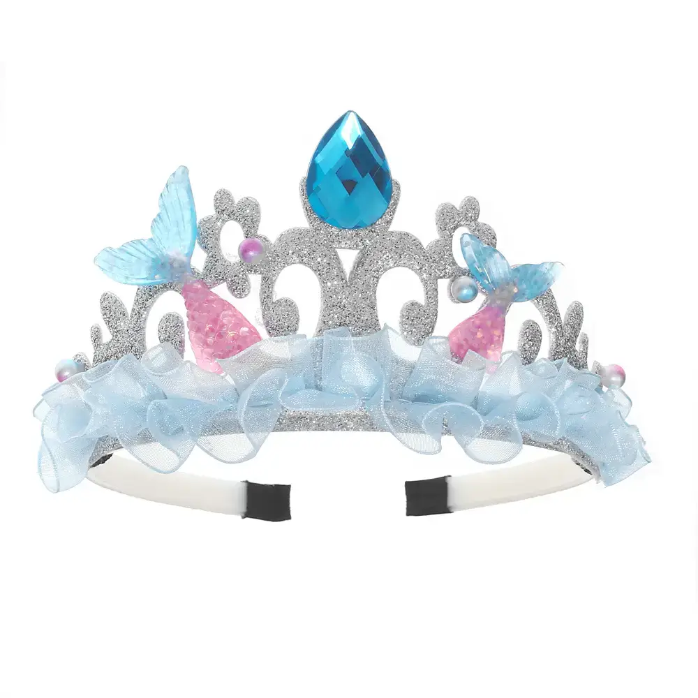 Kids Rhinestone Crown & Mermaid Hairband Set - Image 6