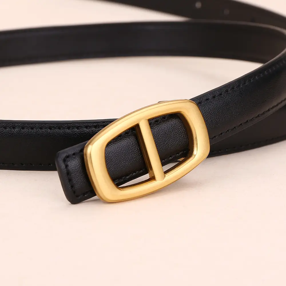 Women Genuine Leather Belt 20cm Gold Buckle