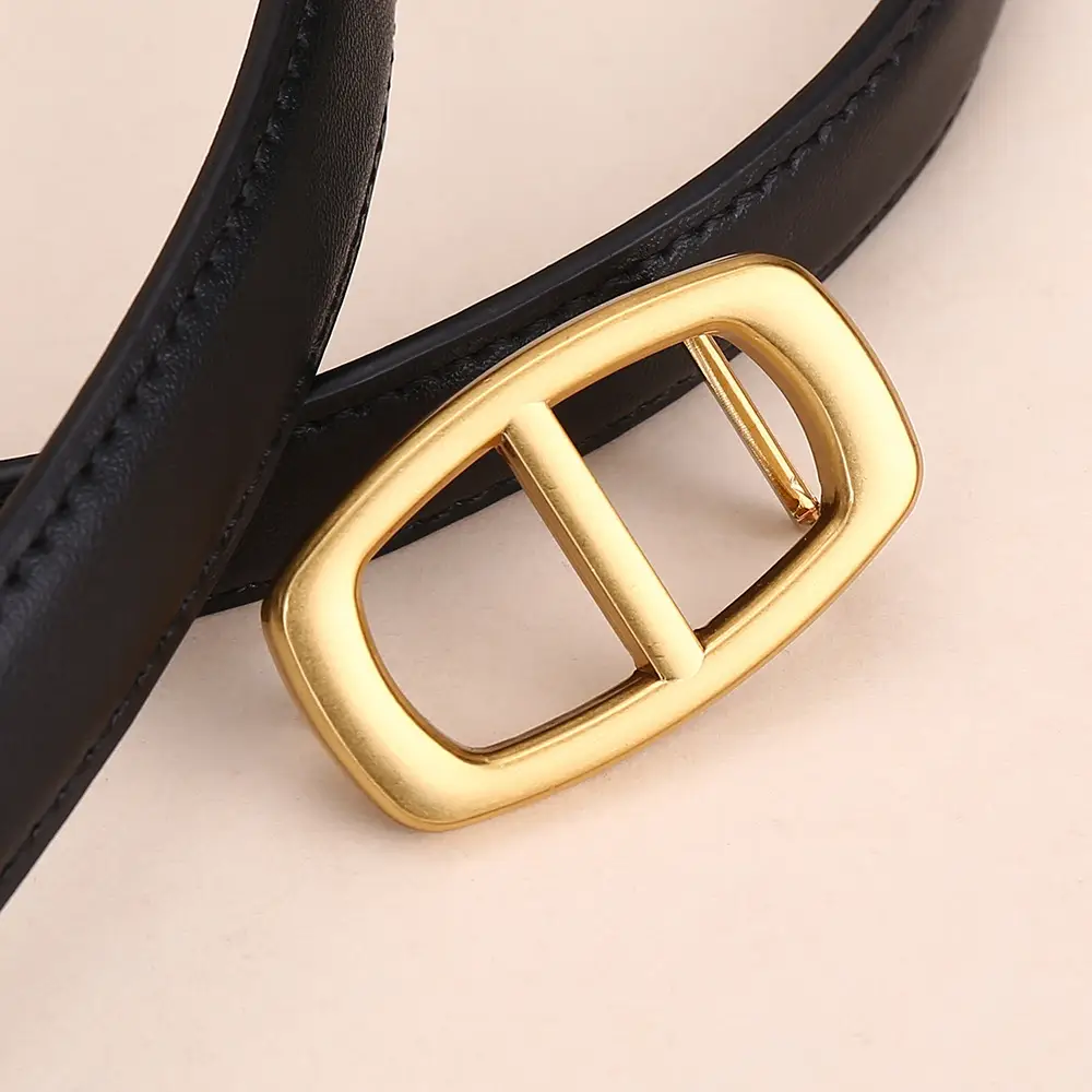 Women Genuine Leather Belt 20cm Gold Buckle