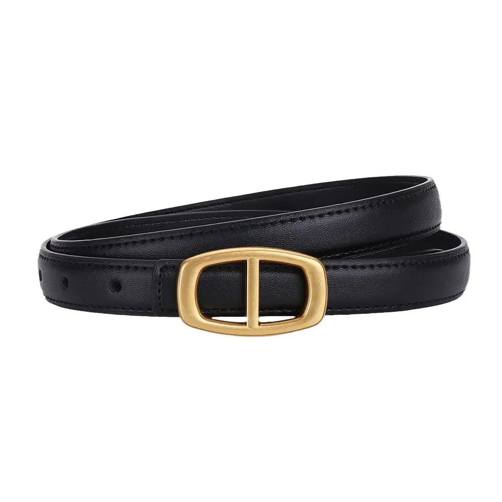 Women Genuine Leather Belt 20cm Gold Buckle