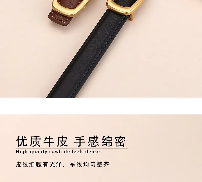 Women Genuine Leather Belt 20cm Gold Buckle — feature 12
