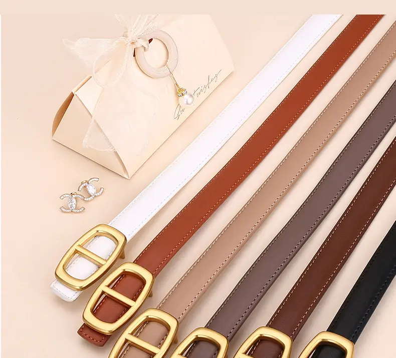 Women Genuine Leather Belt 20cm Gold Buckle — feature 17
