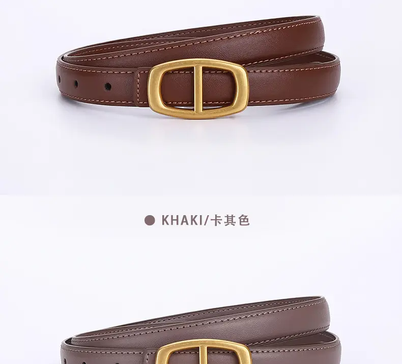 Women Genuine Leather Belt 20cm Gold Buckle — feature 25