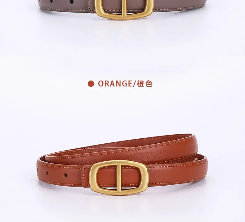 Women Genuine Leather Belt 20cm Gold Buckle — feature 26