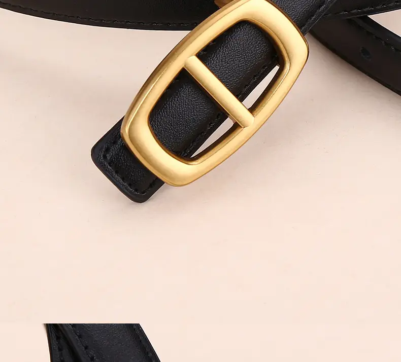 Women Genuine Leather Belt 20cm Gold Buckle — feature 34