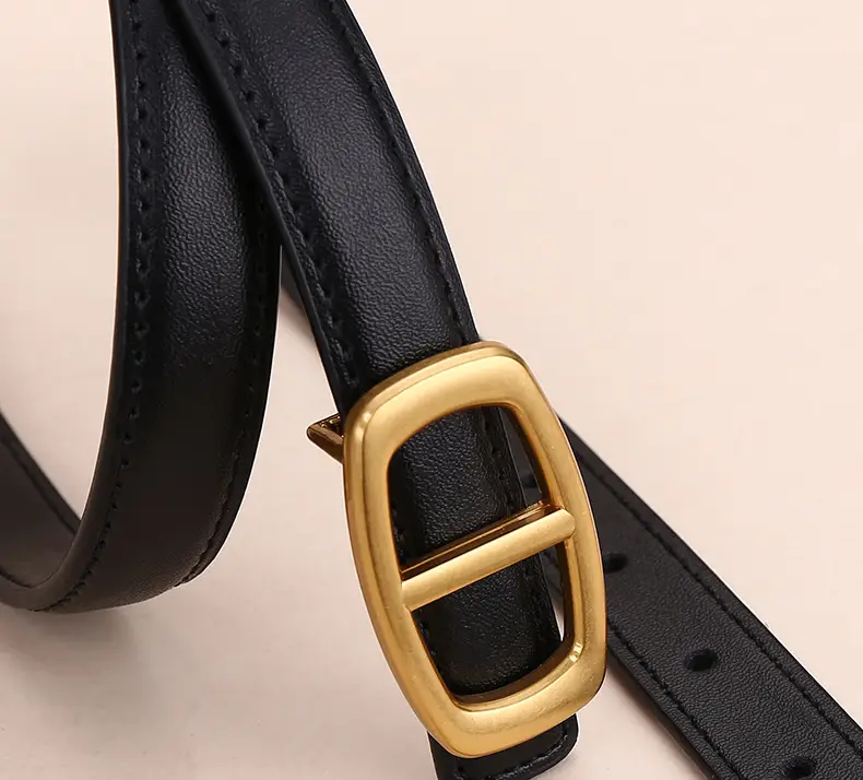 Women Genuine Leather Belt 20cm Gold Buckle — feature 35
