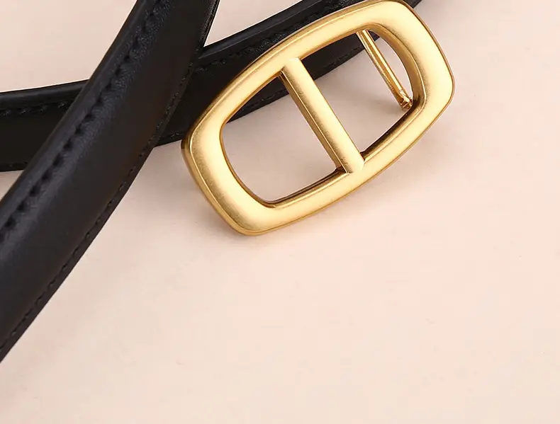 Women Genuine Leather Belt 20cm Gold Buckle — feature 37