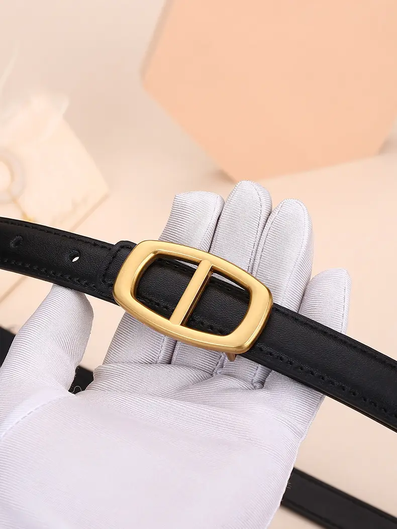 Women Genuine Leather Belt 20cm Gold Buckle — feature 38