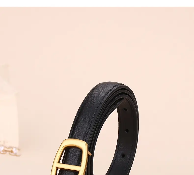 Women Genuine Leather Belt 20cm Gold Buckle — feature 4