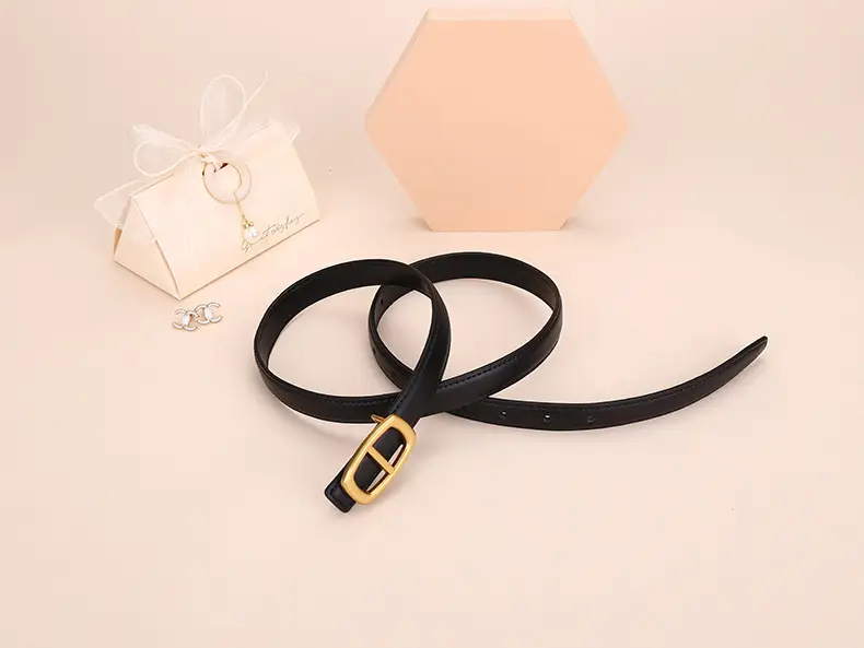 Women Genuine Leather Belt 20cm Gold Buckle — feature 40