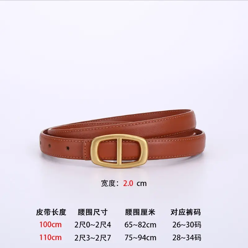 Women Genuine Leather Belt 20cm Gold Buckle