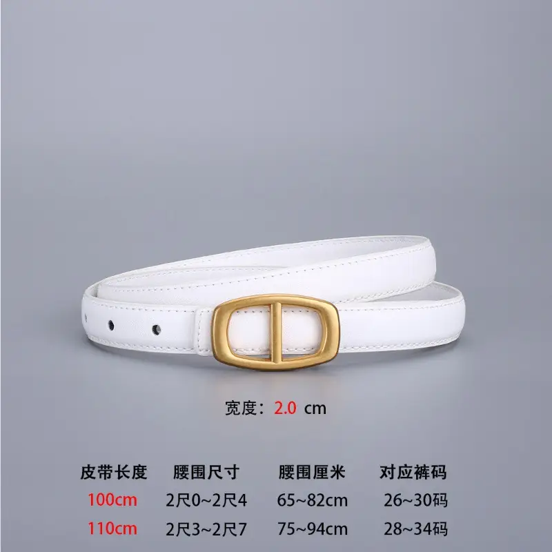 Women Genuine Leather Belt 20cm Gold Buckle