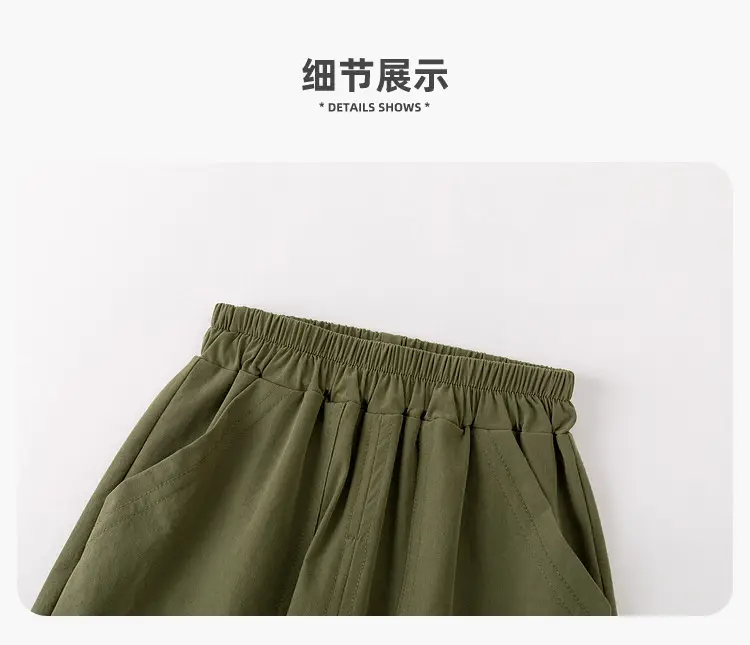 Kids Grey Cotton Casual Pants Spring Soft — feature 13