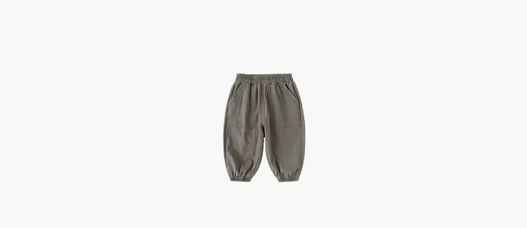 Kids Grey Cotton Casual Pants Spring Soft — feature 9