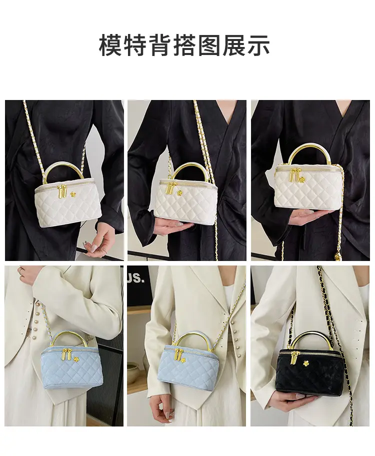 Pink Quilted Chain Shoulder Bag for Women — feature 12