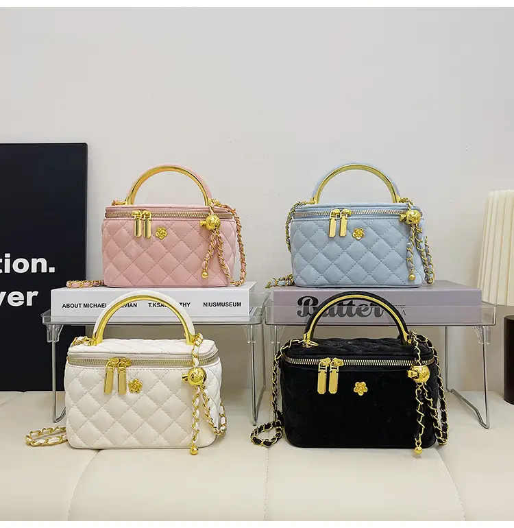 Pink Quilted Chain Shoulder Bag for Women — feature 17