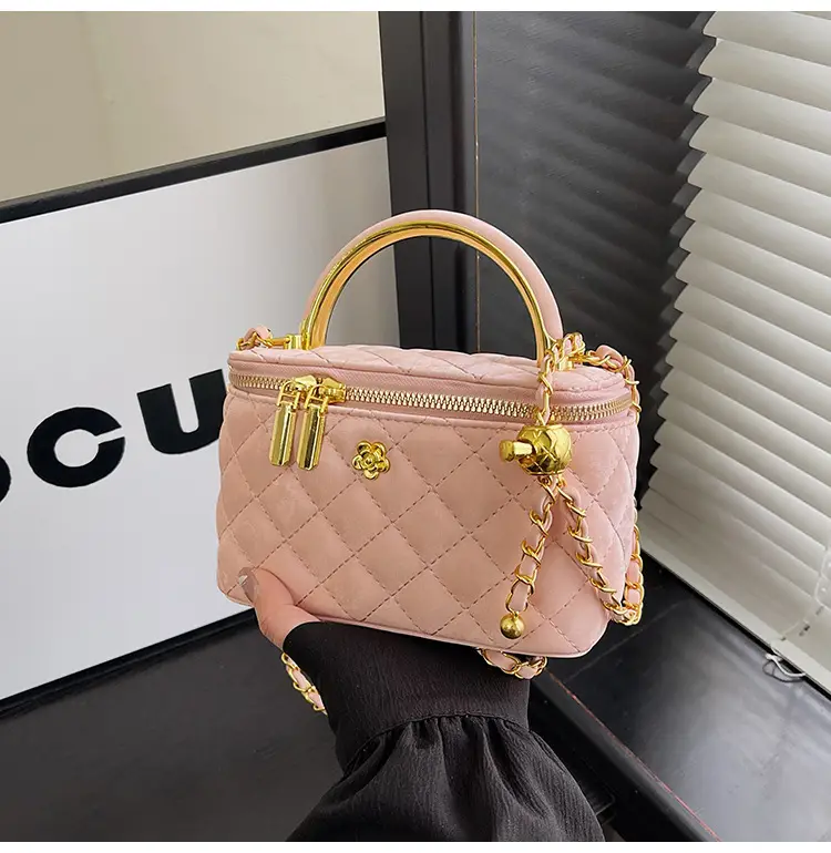 Pink Quilted Chain Shoulder Bag for Women — feature 26