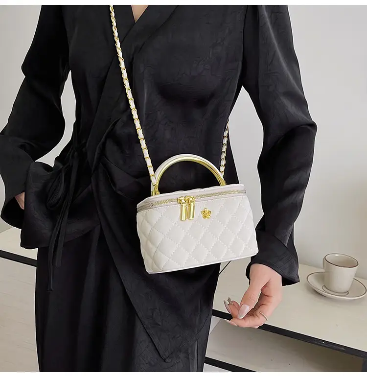 Pink Quilted Chain Shoulder Bag for Women — feature 29