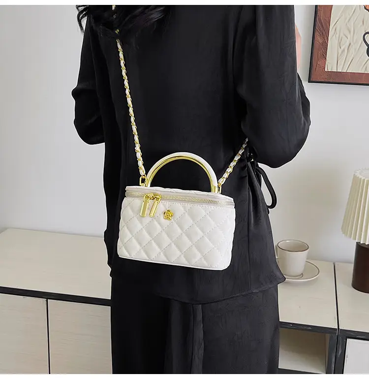 Pink Quilted Chain Shoulder Bag for Women — feature 30