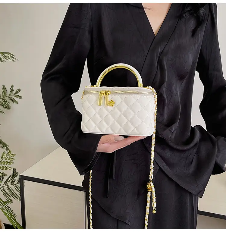 Pink Quilted Chain Shoulder Bag for Women — feature 31