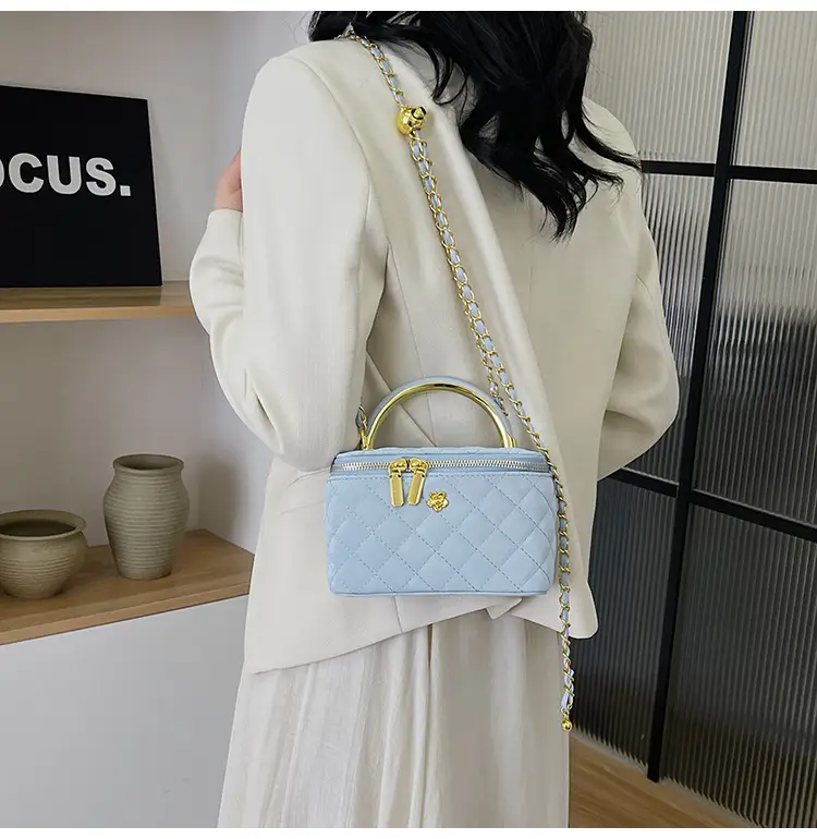 Pink Quilted Chain Shoulder Bag for Women — feature 36