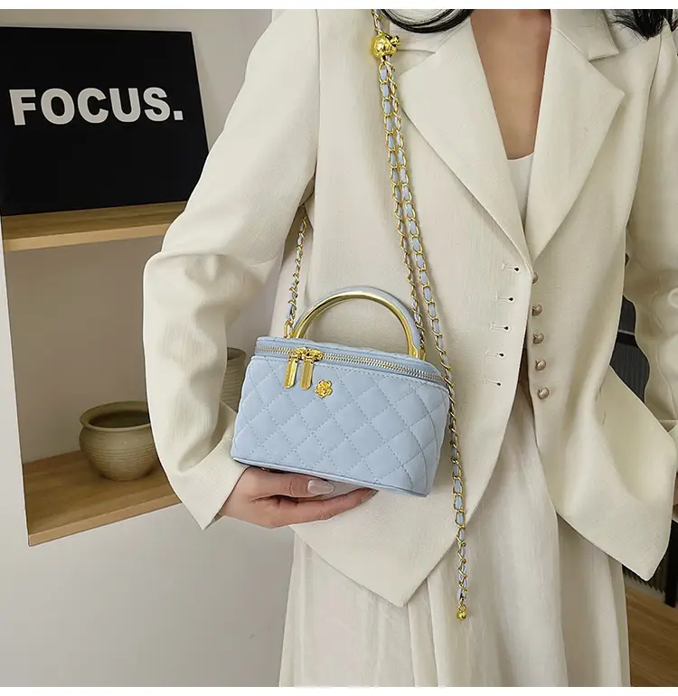 Pink Quilted Chain Shoulder Bag for Women — feature 37
