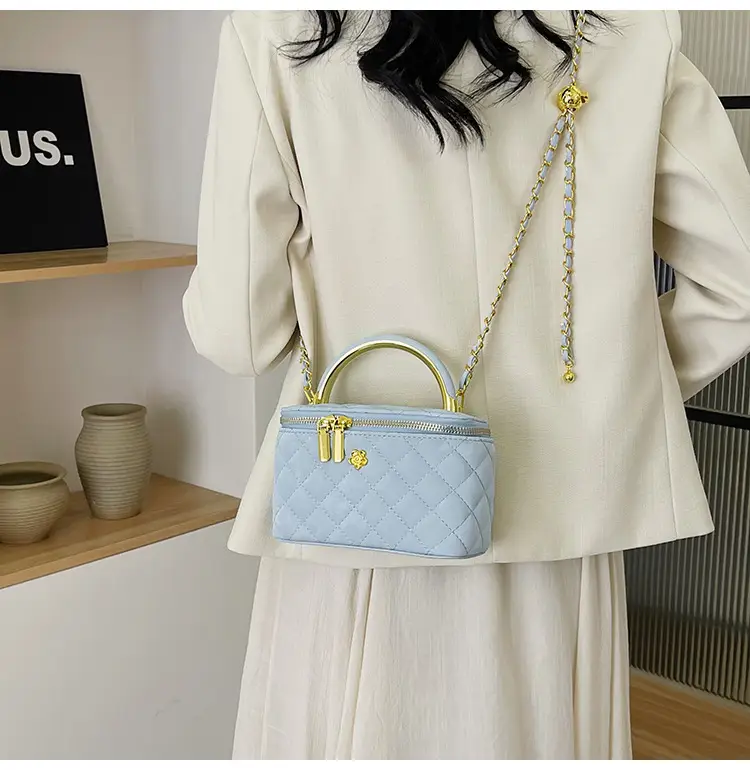 Pink Quilted Chain Shoulder Bag for Women — feature 38