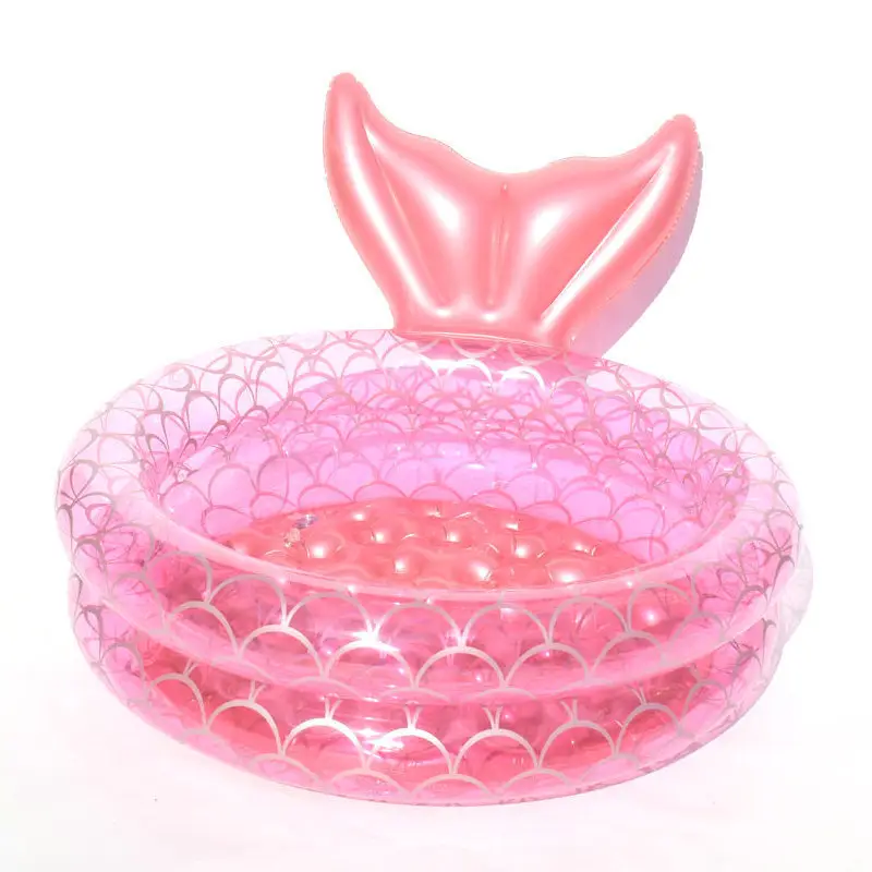 Inflatable Mermaid Pool Home Kidsren's Baby Pink Round Swimming Pool Floating Air Cushion Bathtub Ocean Ball
