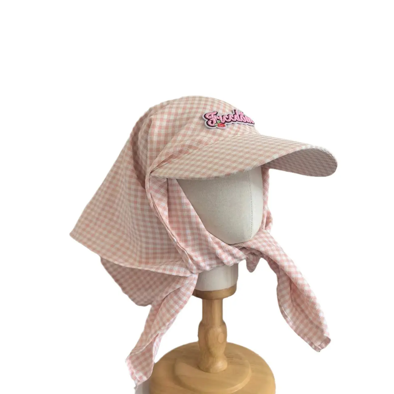 Green Checkered Baseball Cap with Strap Sunscreen - Image 6