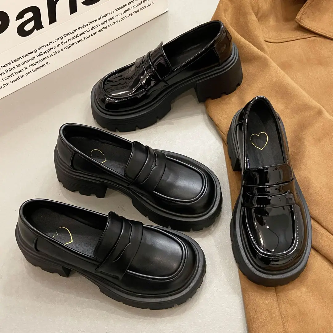Japanese Loafers for Women Wholesale Spring and Autumn New Fashion Versatile Small Thick Heel Non-Slip Sweet and Cool Small Leather Shoes - Image 4