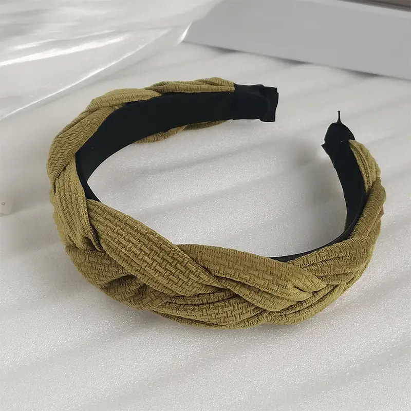 Black Pleated Hair Band for Women with Wide Edge