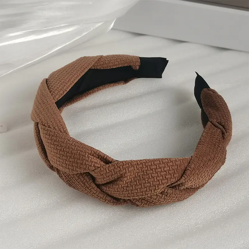 Black Pleated Hair Band for Women with Wide Edge