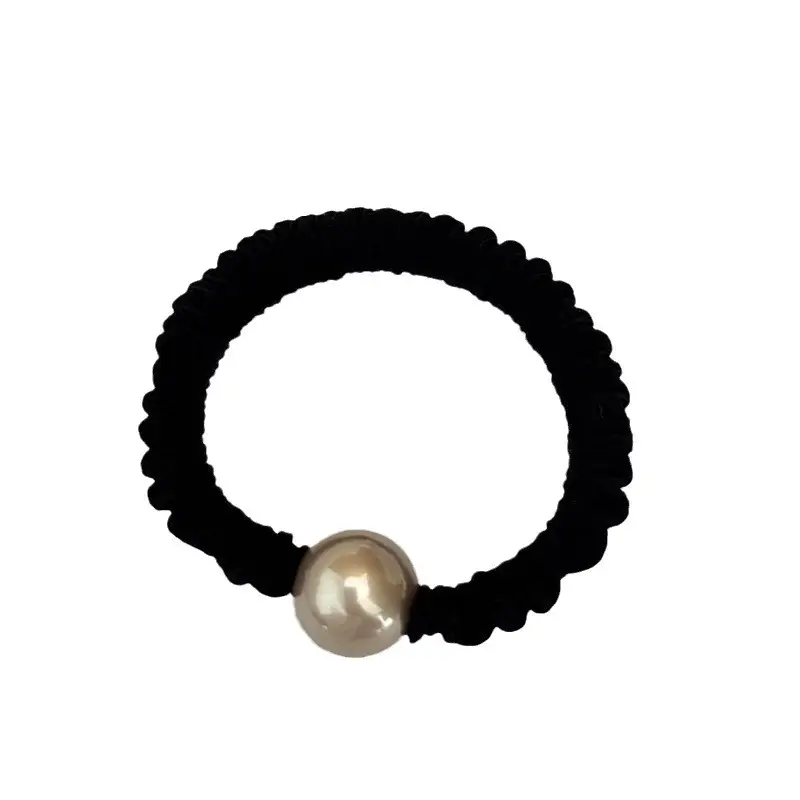 Vintage Pearl Hair Ring Black Elastic for Women - Image 8