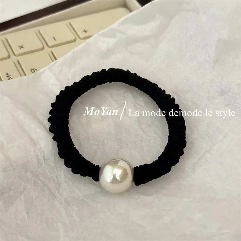 Vintage Pearl Hair Ring Black Elastic for Women — feature 5