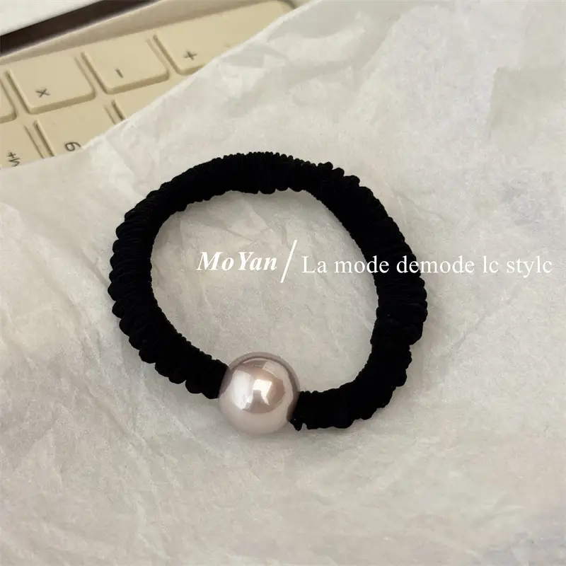 Vintage Pearl Hair Ring Black Elastic for Women — feature 6
