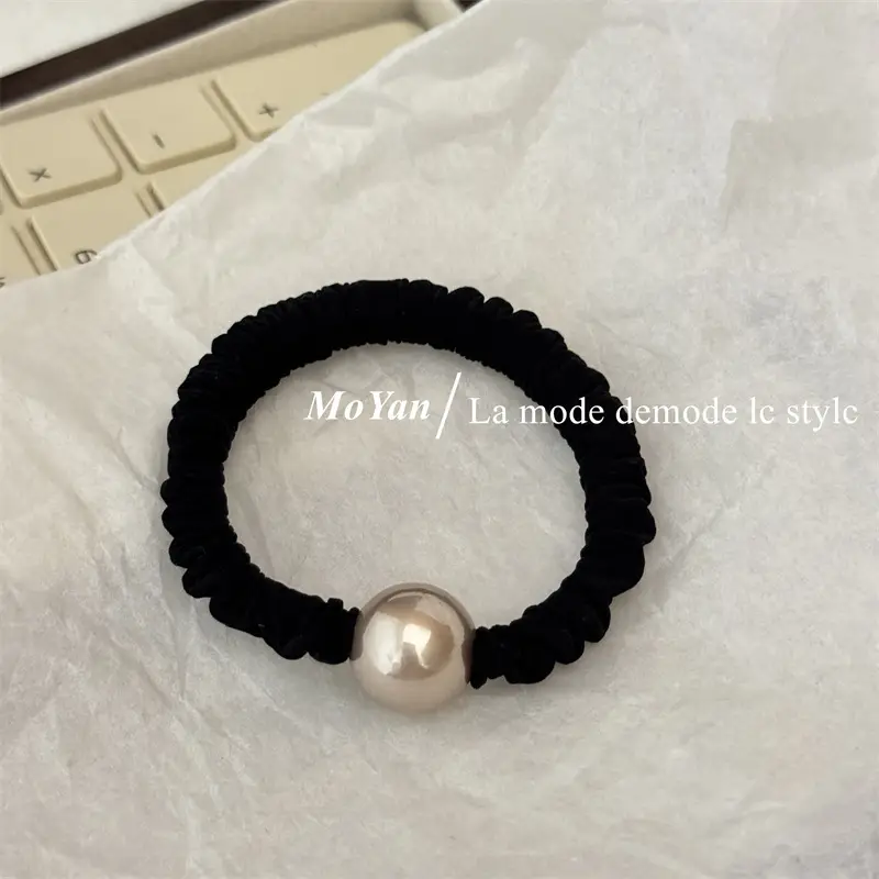 Vintage Pearl Hair Ring Black Elastic for Women — feature 7