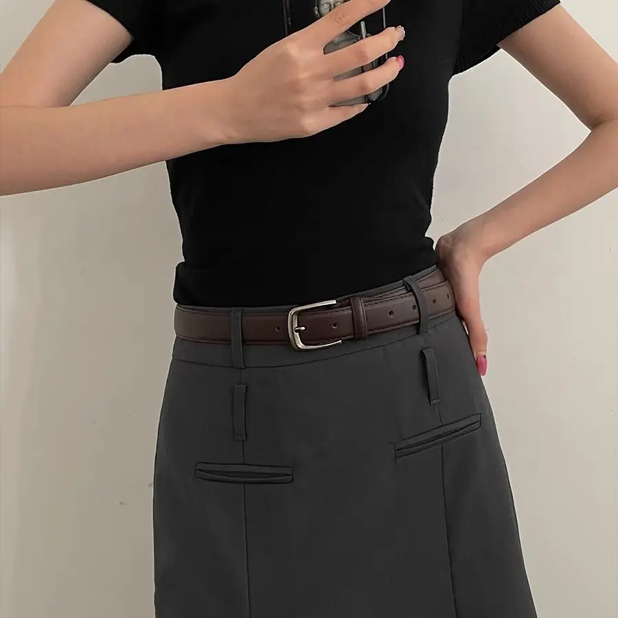 Men's Black Korean-style Belt for Women