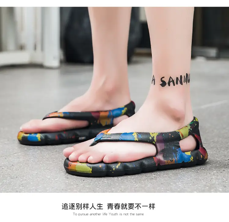 Men's Flip-Flops Beach Shoes Couple Sandals Casual Flat Slippers Fashionable Summer New Camouflage Soft-Soled Flip Flops — feature 10