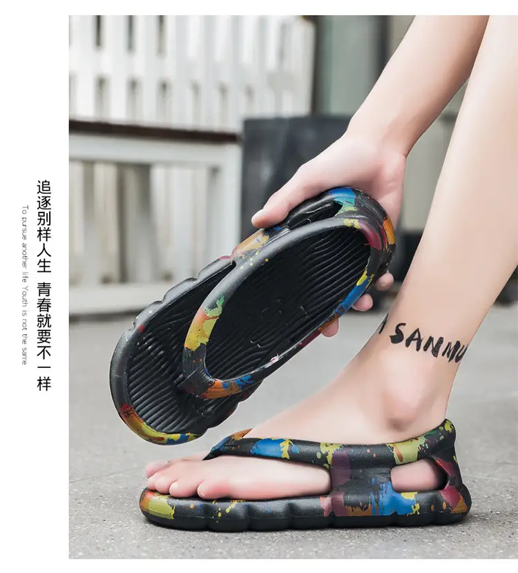 Men's Flip-Flops Beach Shoes Couple Sandals Casual Flat Slippers Fashionable Summer New Camouflage Soft-Soled Flip Flops — feature 12