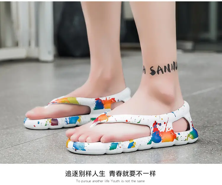 Men's Flip-Flops Beach Shoes Couple Sandals Casual Flat Slippers Fashionable Summer New Camouflage Soft-Soled Flip Flops — feature 14
